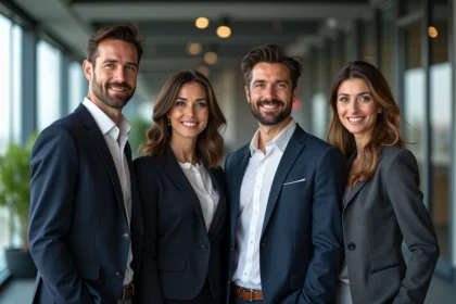 Groupe de quatre professionnels en équipe d'affaires