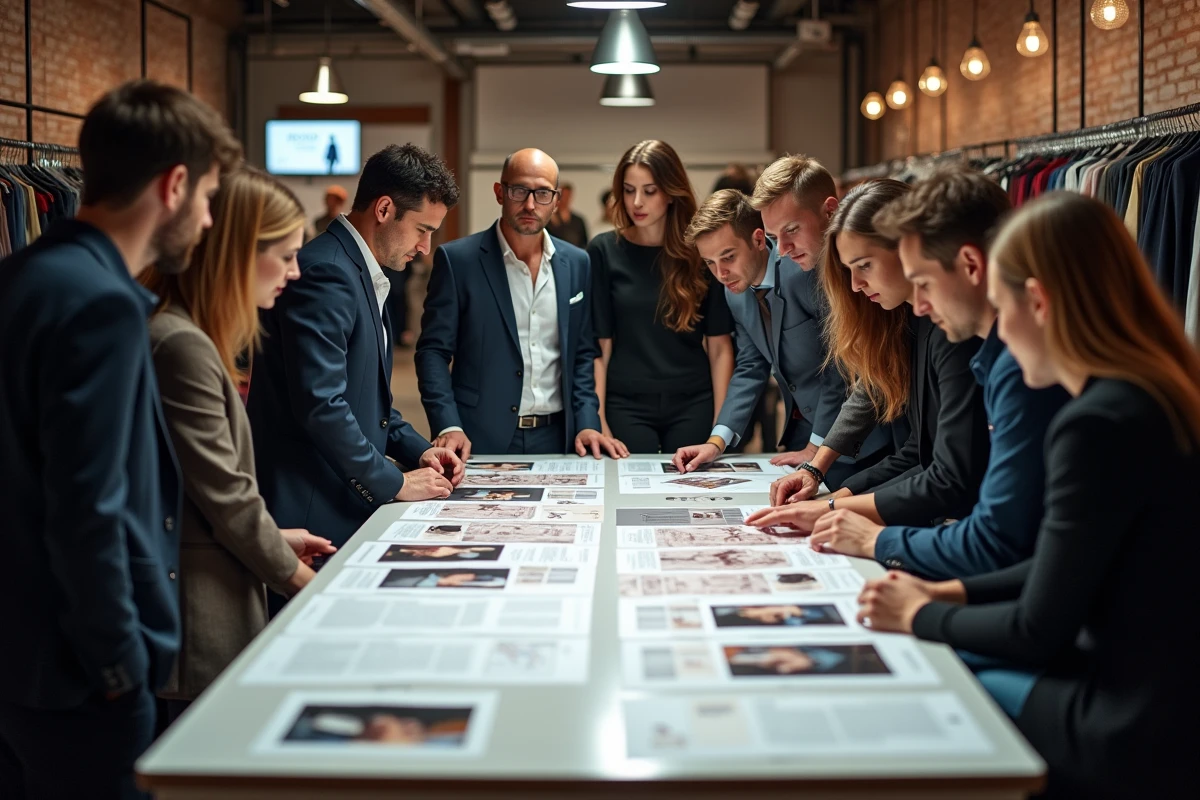 Groupe diversifié en réunion backstage mode