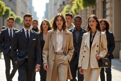 Groupe de jeunes adultes en mode haut de gamme en ville