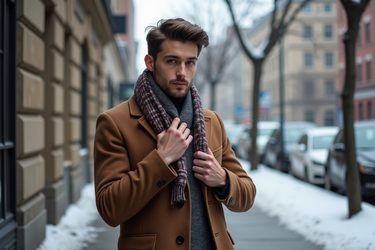 Jeune homme en manteau d