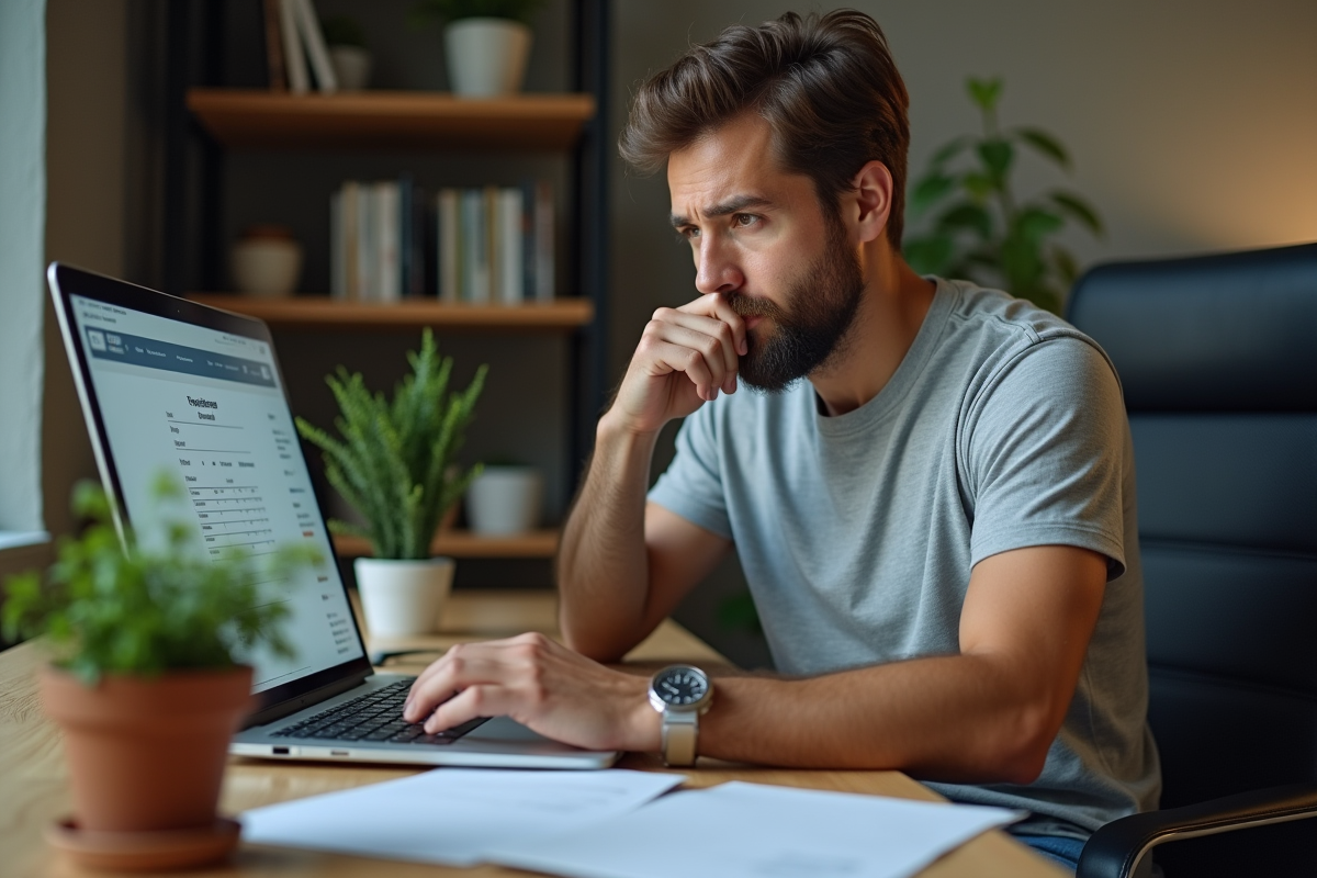 Homme regardant un résumé de commande sur son ordinateur