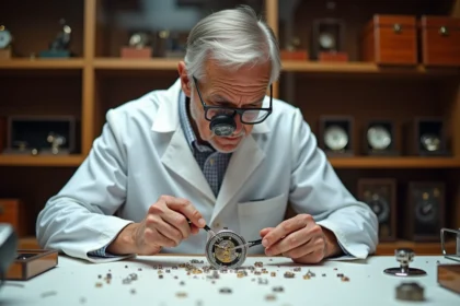 Horloger expert assemblant un mouvement de montre mécanique de luxe dans un atelier suisse Richemont