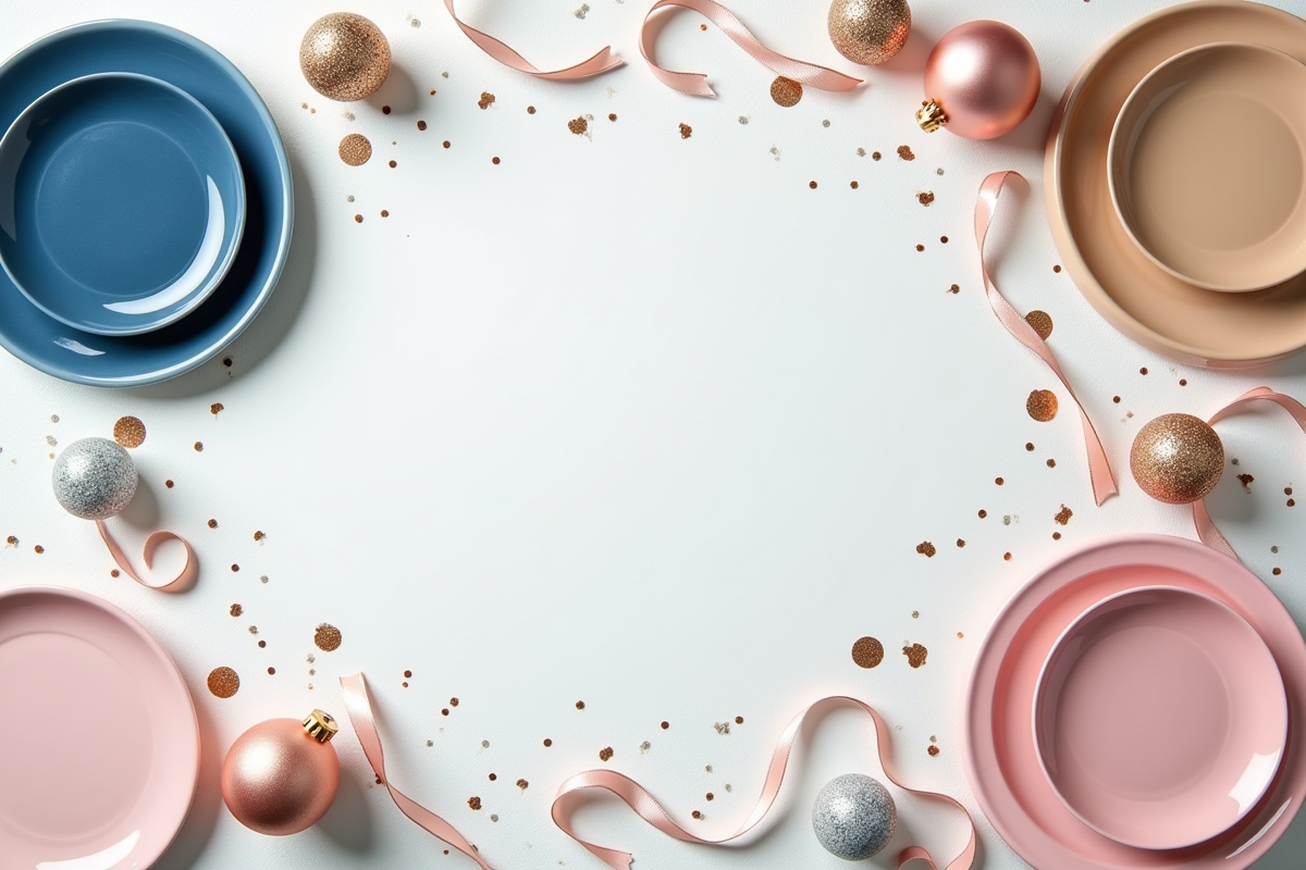 Composition déco pour le Nouvel An 2025 avec couleurs et ornements